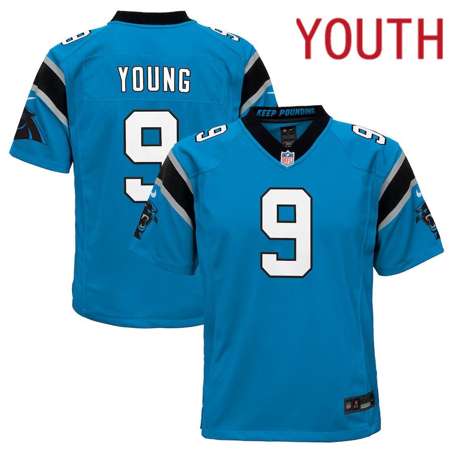 Youth Carolina Panthers #9 Bryce Young Nike Blue 2023 NFL Draft First Round Pick Alternate Game Jersey